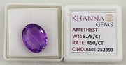 8.75/CT Natural Amethyst Gemstone with Govt. Lab Certificate